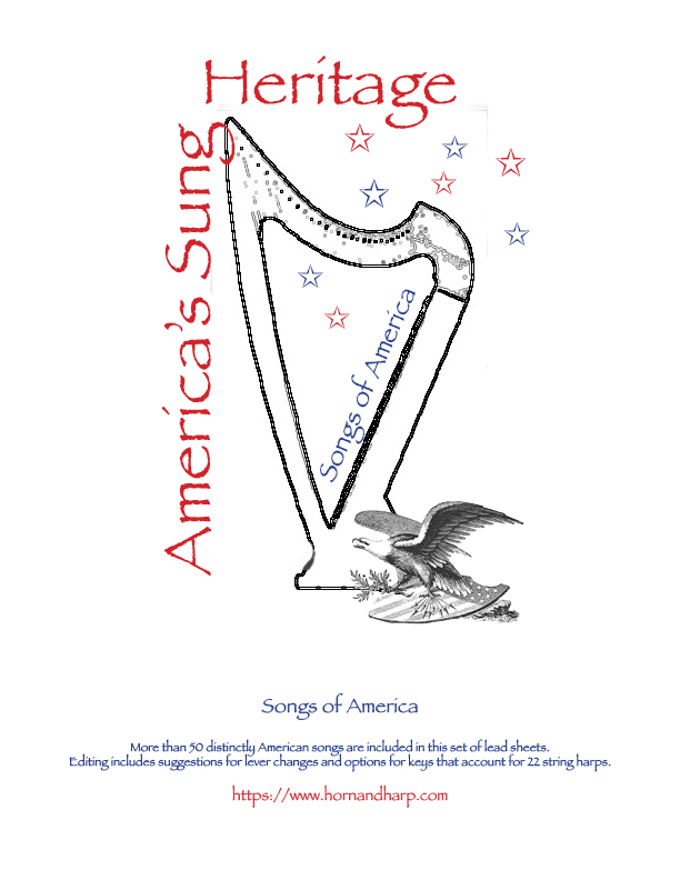 American lead sheets for lever harp - themed program music