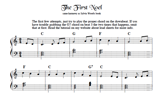 First Noel for lever harp sheet music
