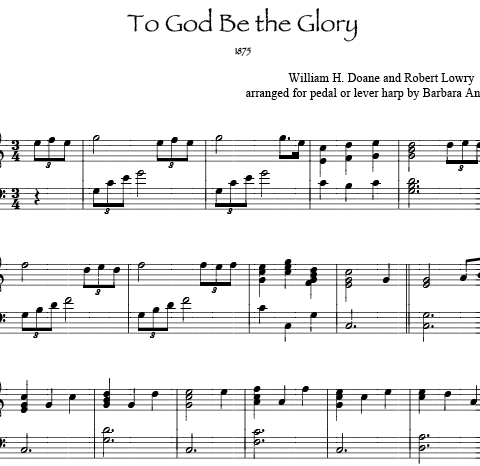 lever harp sheet music  ~ To God Be the Glory sheet music