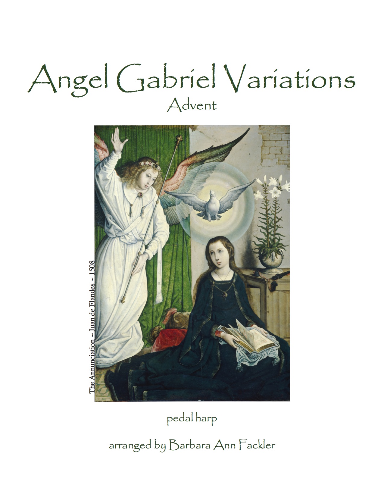 Advent solo for pedal harp ~ Angel Gabriel Variations, sheet music by Barbara Ann Fackler