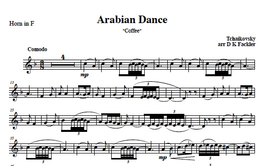 French horn solo - Arabian Dance Tchaikovsky sheet music