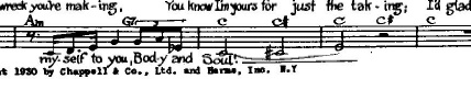 sheet music: Body and Soul for pedal harp