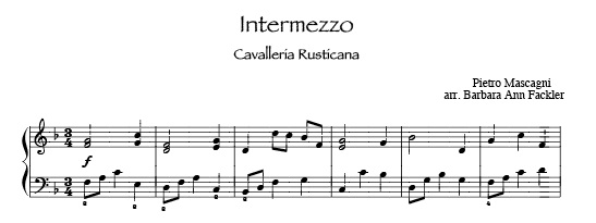lever harp sheet music - Intermezzo from Cavalleria Rusticana