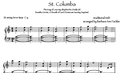 St. Columba harp solo sheet music ~ lever harp friendly, small harp friendly