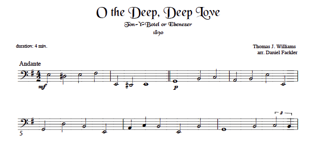 cello part for  O the Deep, Deep Love  