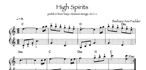 sheet music for harps without levers