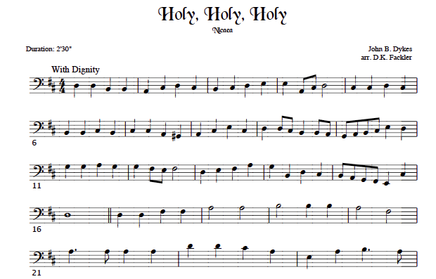 Holy, Holy, Holy ~ harp, violin and cello trio sheet music