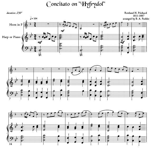 horn, harp sheet music for HYFRYDOL
