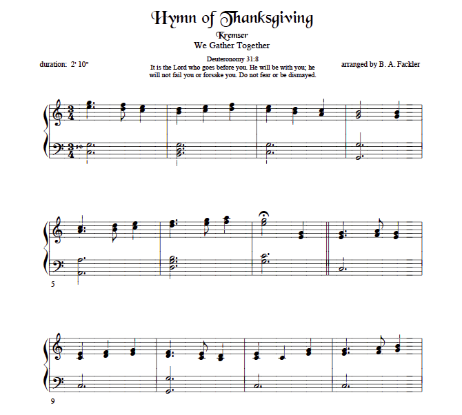 KREMSER ~ Hymn of Thanksgiving from THE SACRED LEVER HARP for harp solo