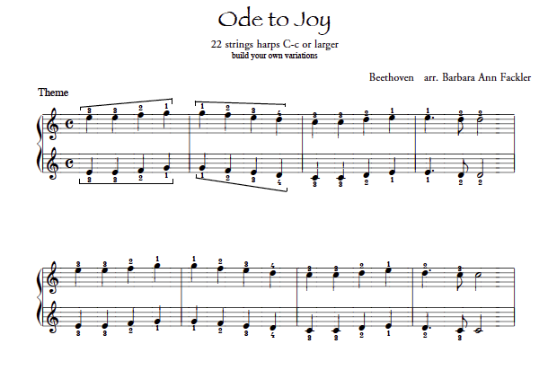 skill building harp sheet music: Ode to Joy 