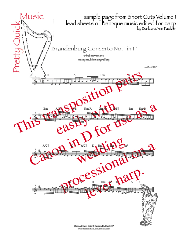 Baroque music: lead sheets for lever harp