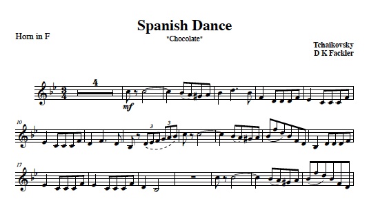 French horn solo - Arabian Dance Tchaikovsky sheet music