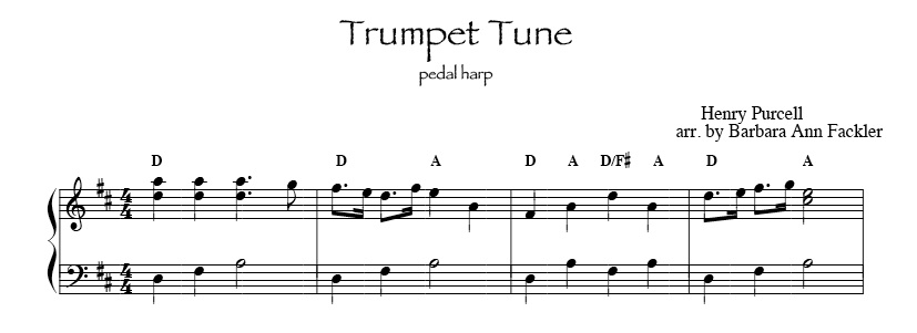 Trumpet Tune by Purcell intermediate harp