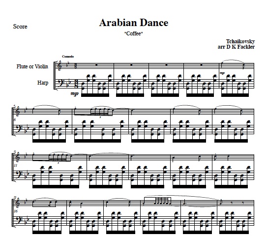 flute and harp sheet music: Arabian Dance