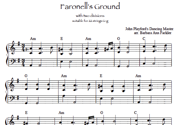 Faronell's Ground sheet music 22 string harp