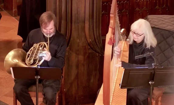 Christmas Eve horn and harp music at Holy Trinity Church