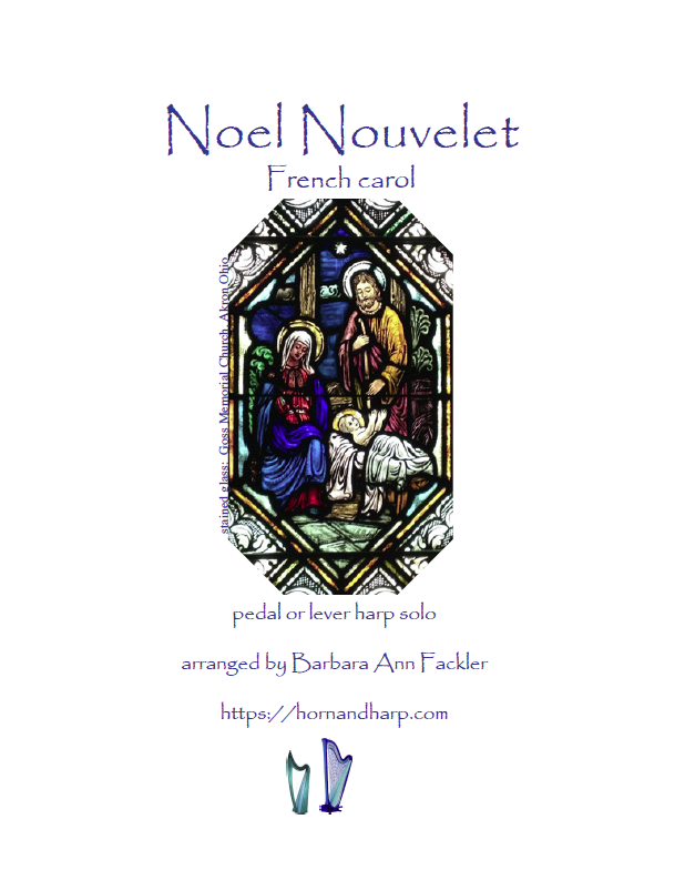 Noel Nouvelet - pedal harp solo - intermediate - Barbara Ann Fackler 
