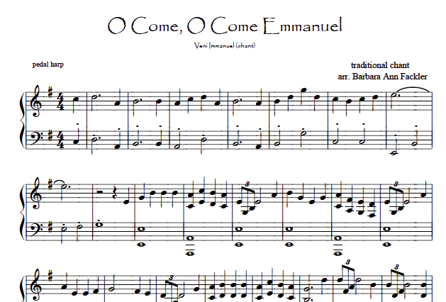 Advent harp solo: O Come, O Come Emmanuel ~ pedal or lever harp