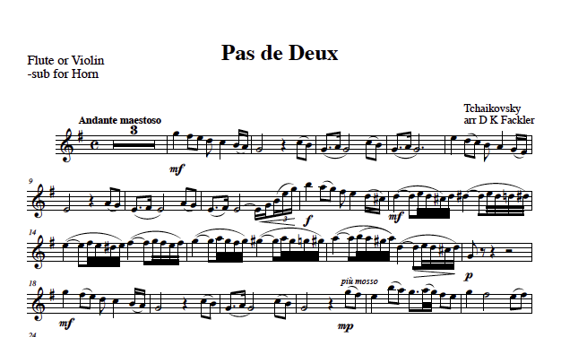 Pas De Deux from Nutcracker for violin solo with harp accompaniment