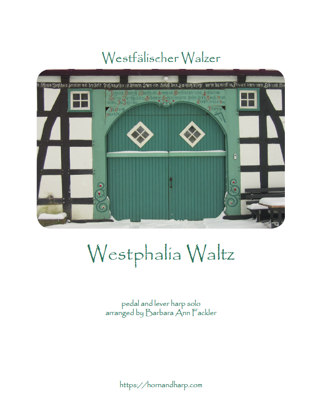 intermediate harp solo Westphalia Waltz arranged by Barbara Ann Fackler 