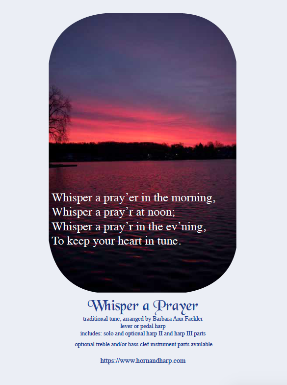 Whisper a Prayer ~ sheet music for harp arranged by Barbara Ann Fackler - music for Christian worship
