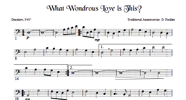 harp and strings trio for Lent WHAT WONDROUS LOVE IS THIS by Barbara Ann Fackler 